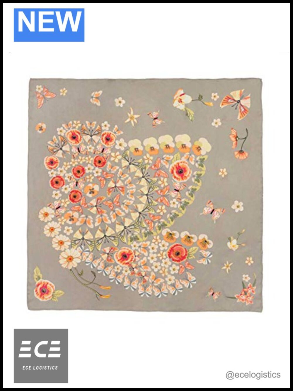 Eternal Butterfly Silk Scarf Large Hand Wash Only Floral